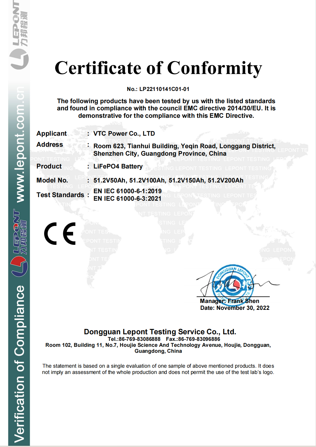 IEC 61000-Zertifikat